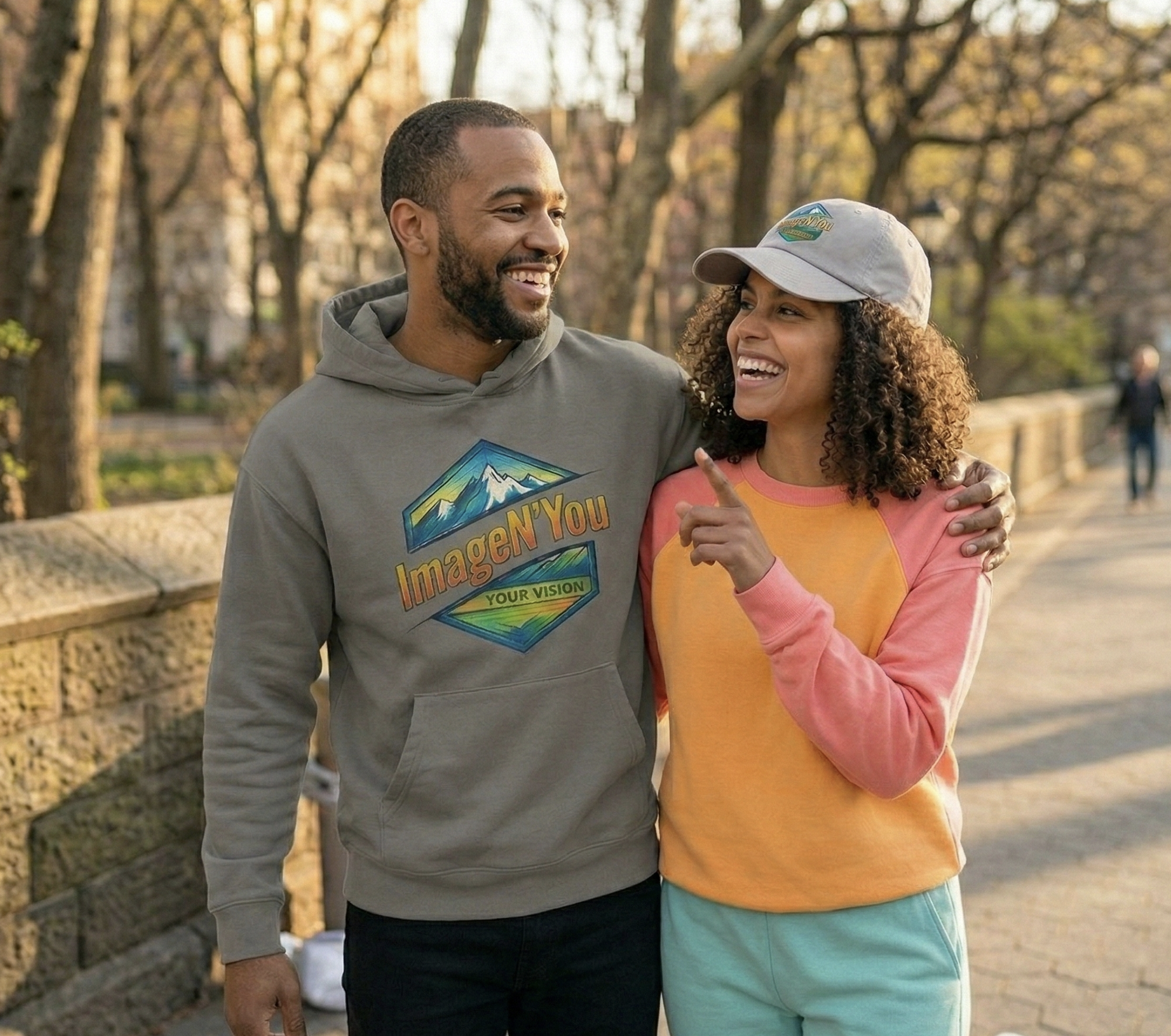 Happy woman wearing a custom ImageN'You t-shirt