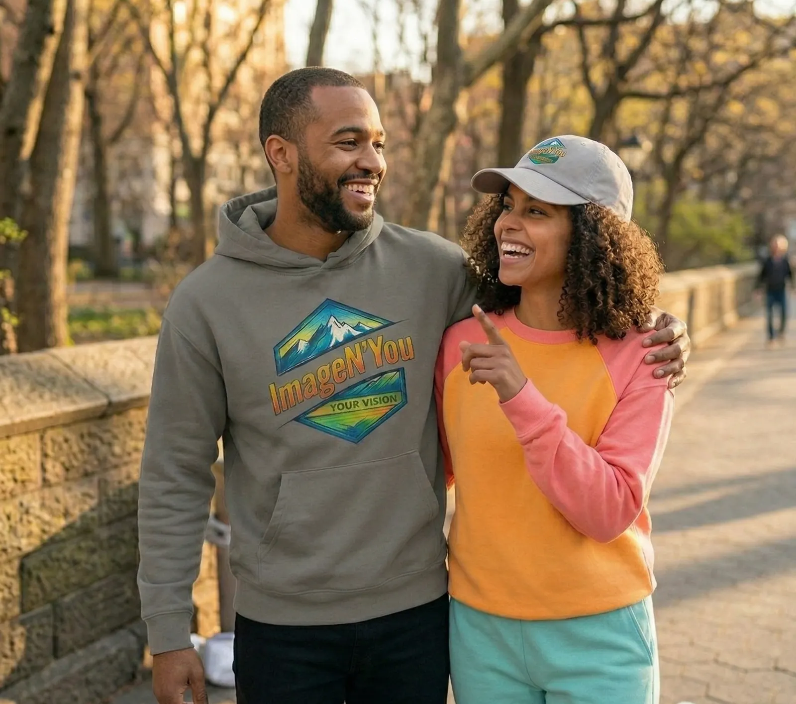 Happy woman wearing a custom ImageN'You t-shirt
