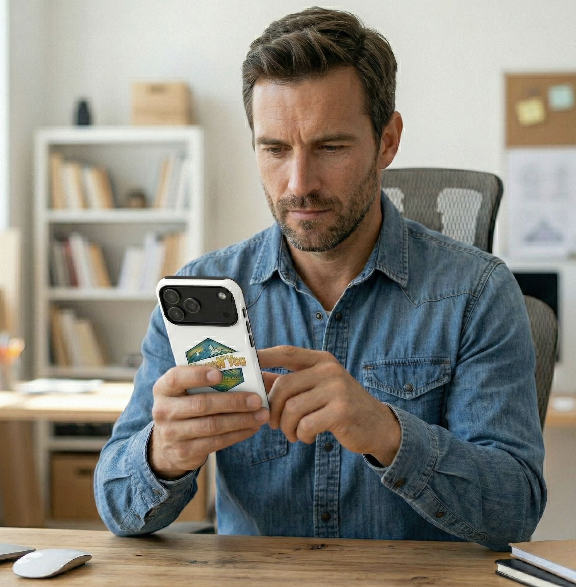 Happy woman wearing a custom ImageN'You t-shirt